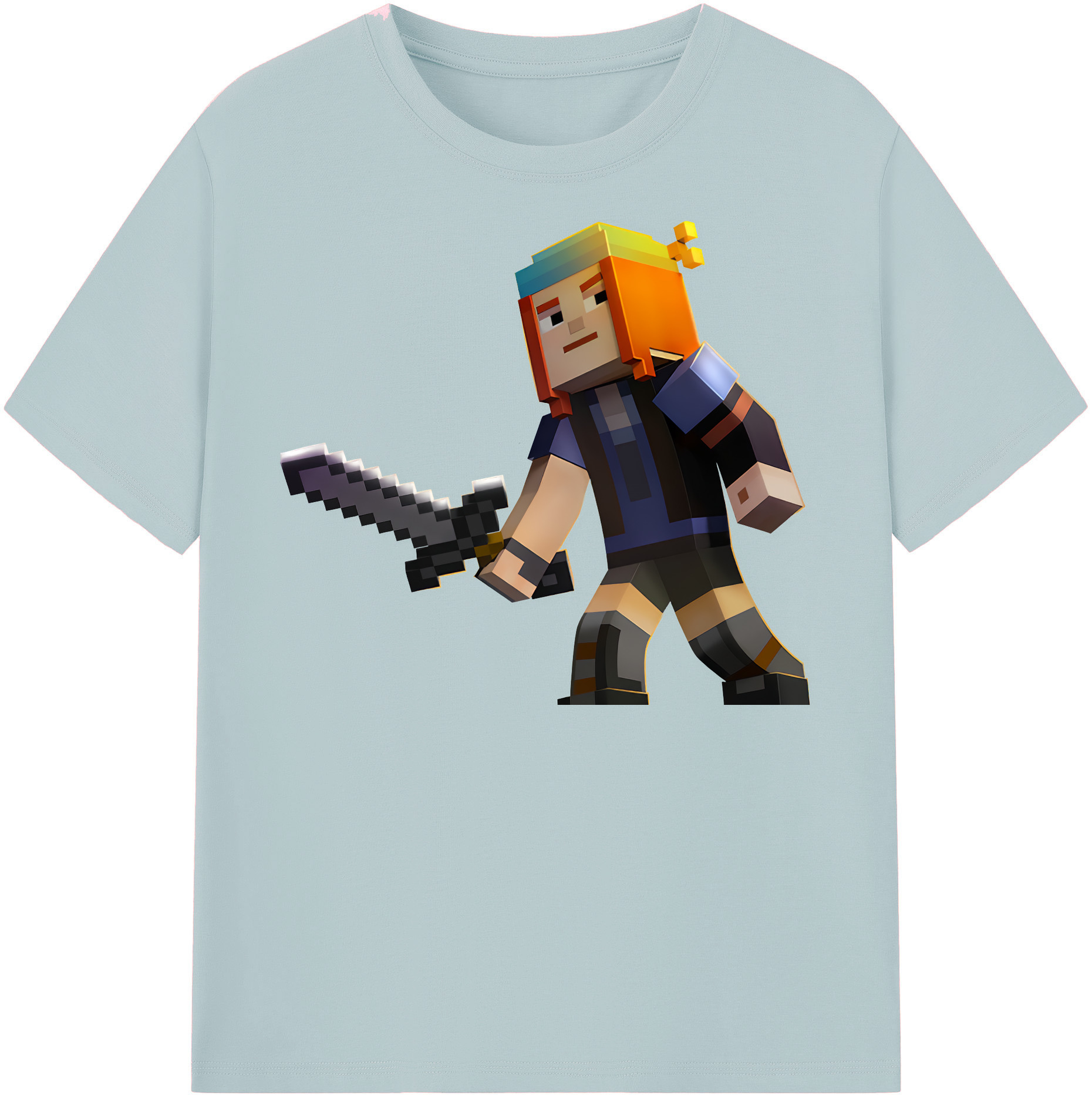 （画像用） マインクラフト ブロックの世界 Minecraft MC Block world 綿100％半袖Tシャツ（フロントプリント）
